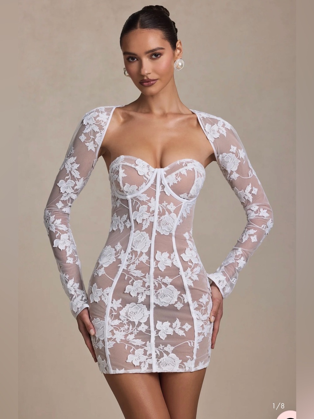 Oh Polly White Andreia Lace-Detail Corset Mini Dress White 6